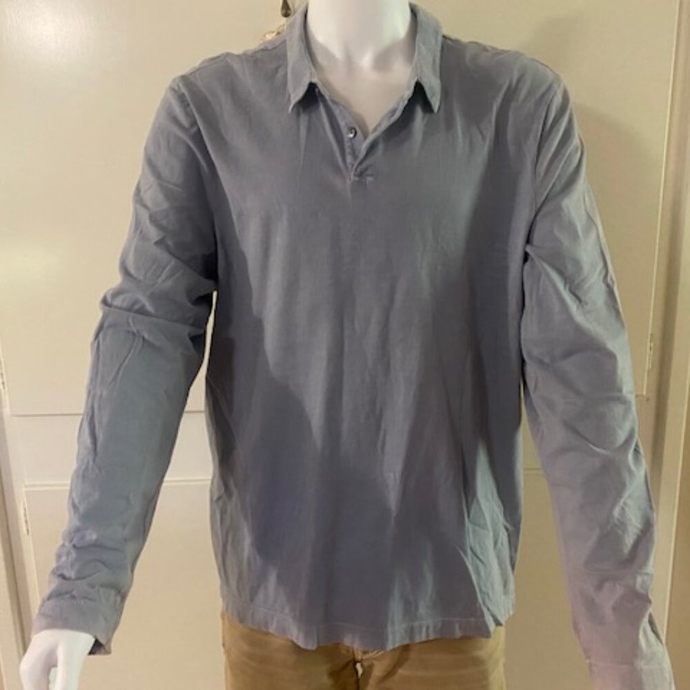 Men's Heavy Luxe Jersey Long Sleeve Polo Standard James Perse Sz 4/XL